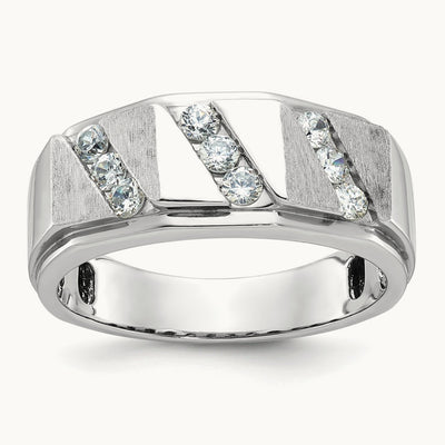 Men's Polished and Satin Diamond Ring — IBGoodman — photo set