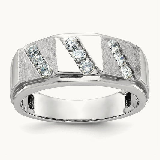 Men's Polished and Satin Diamond Ring — IBGoodman — photo set