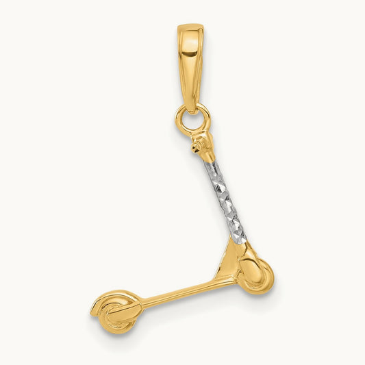 D/C 3D Scooter Pendant, 14K with White Rhodium