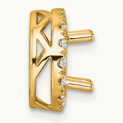 Semi-Mount Round Halo Chain Slide, Lab-Grown Diamond — 1/2 ct, 14K Yellow Gold