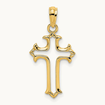 Cut-Out Cross Charm, 14K