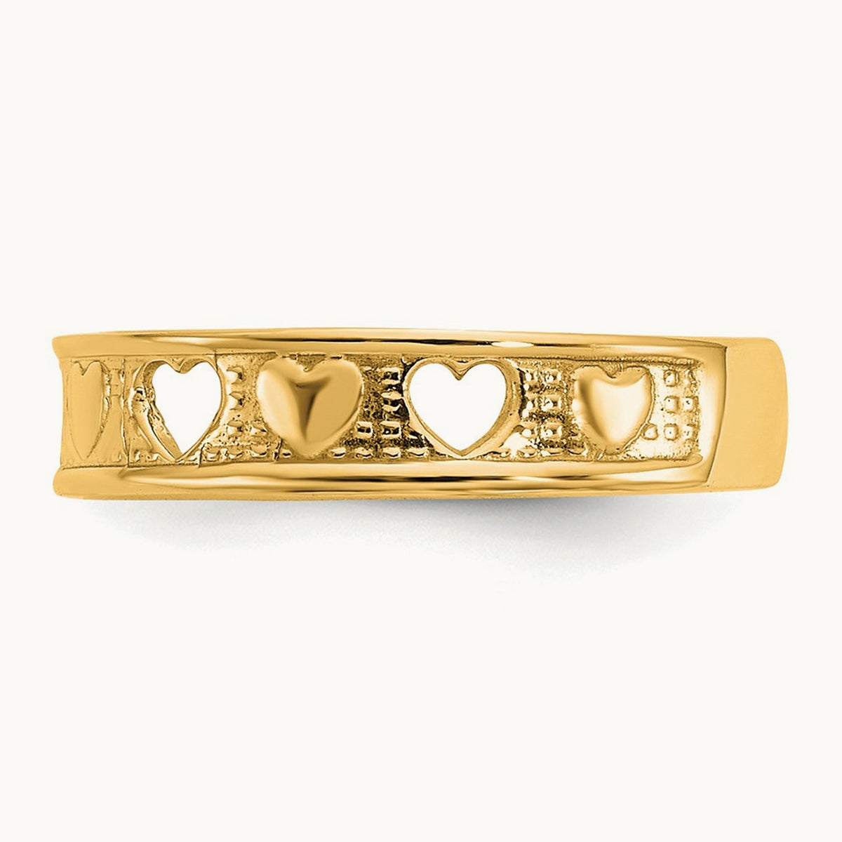 Polished with Hearts Toe Ring — 14K Yellow Gold