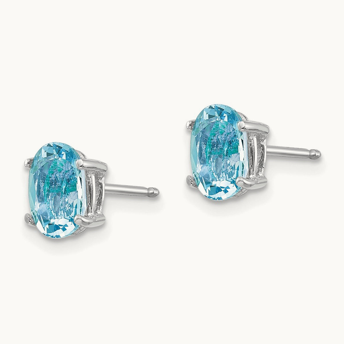 Aquamarine Earrings, 14K White Gold