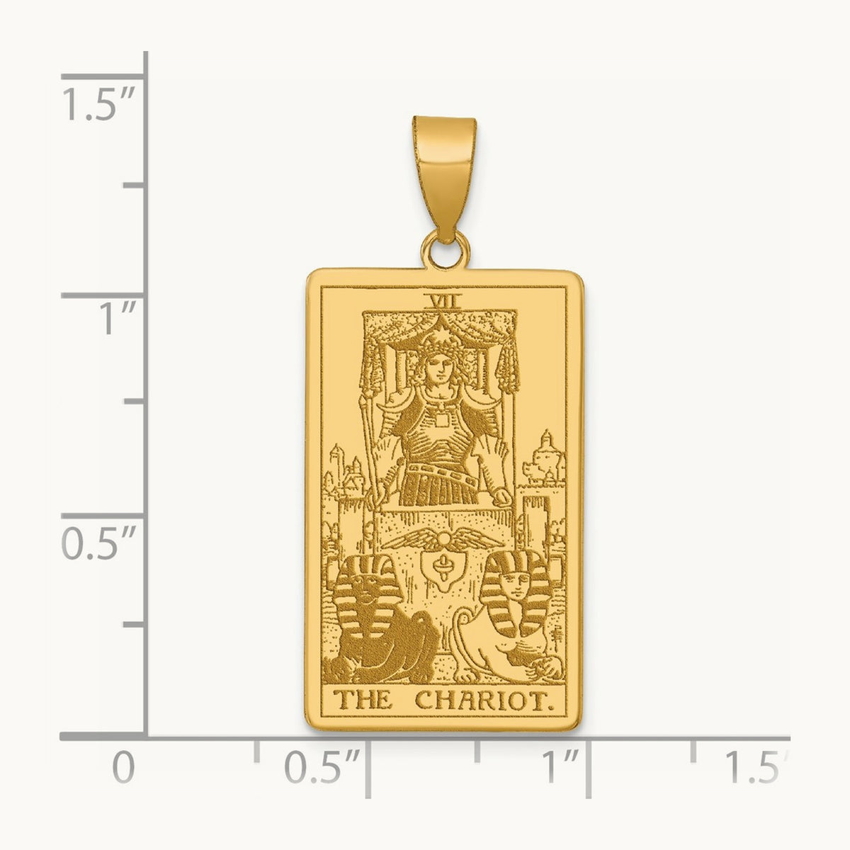 The Chariot Tarot Card Pendant, 14K Yellow Gold