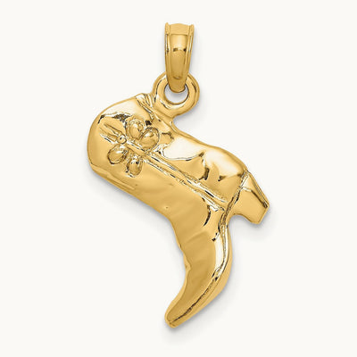 3-D Cowboy Boot Charm, 14K