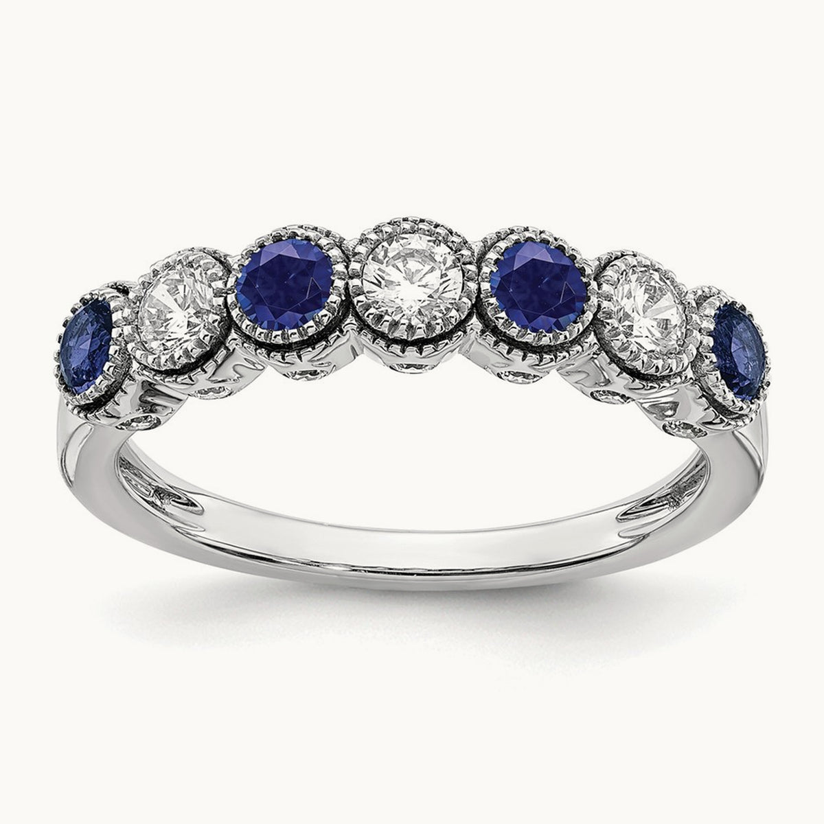 Created Blue Sapphire Ring, 0.50 ct tw Lab-Grown Diamond