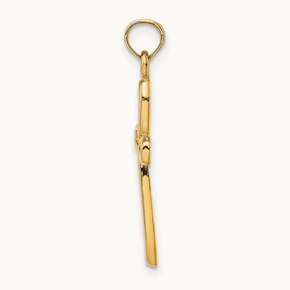Cross with Filigree Center Charm — 14K Yellow Gold
