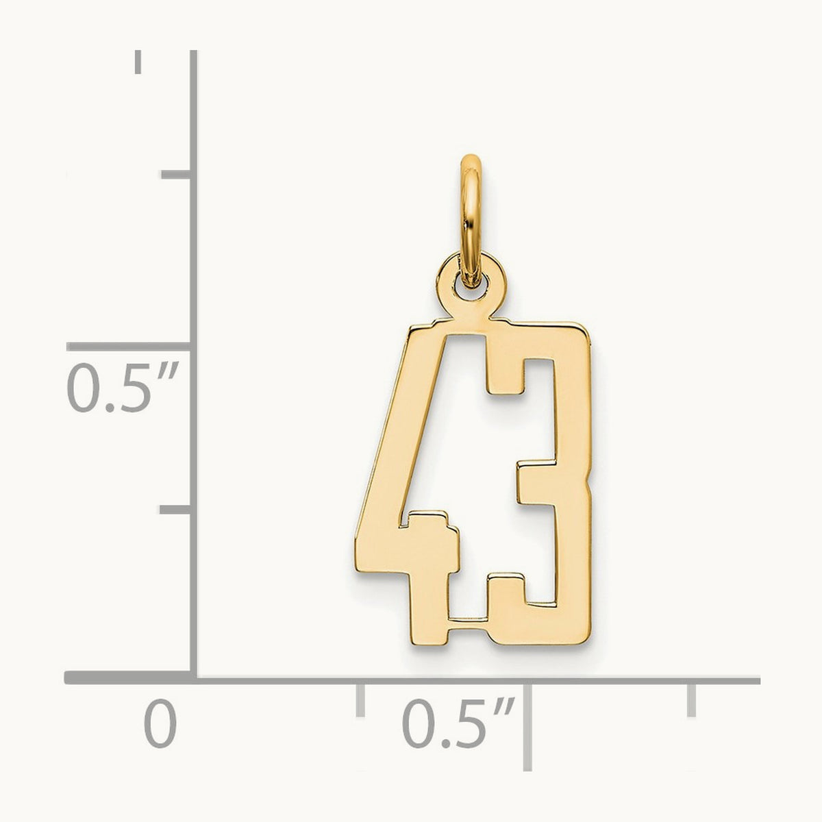 Small Elongated Number 43 Charm, 14K