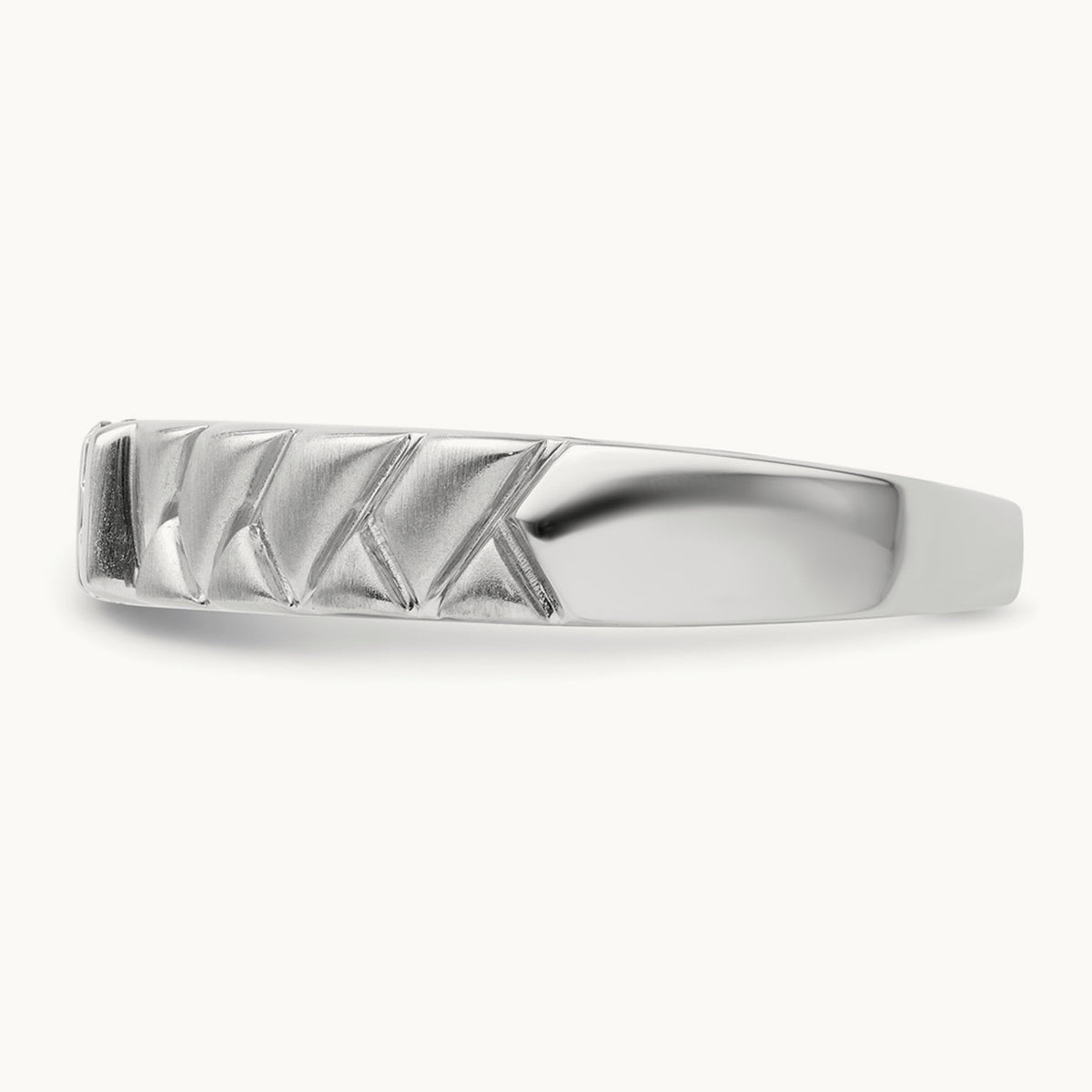Polish & Satin Woven Design Diamond Mens Wedding Band, 14K White Gold