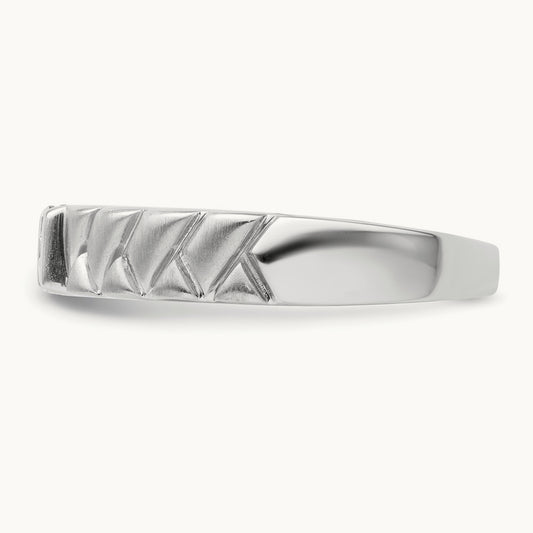 Polish & Satin Woven Design Diamond Mens Wedding Band, 14K White Gold