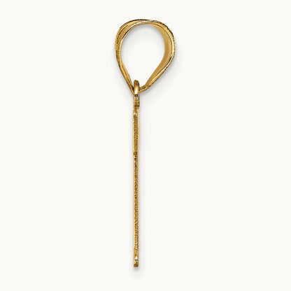 Polished Etched Letter T Initial Pendant, 14K