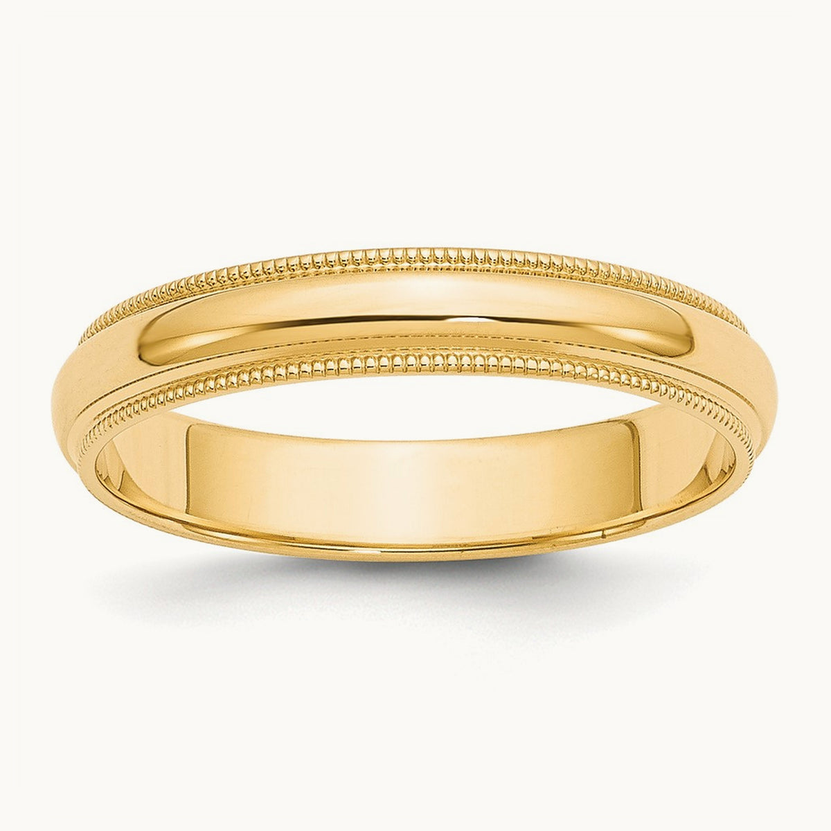 Milgrain Half Round Band, 4mm, 10K Yellow Gold