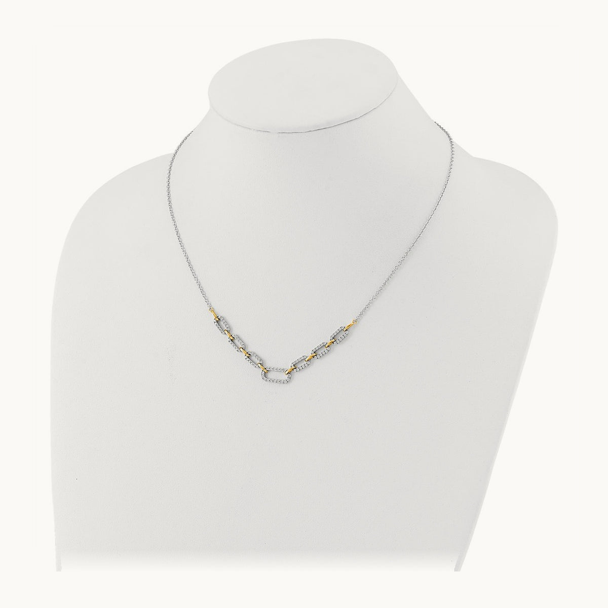 Fashion Link Necklace, 1.00 ct tw Lab-Grown Diamond — 14K Two-Tone