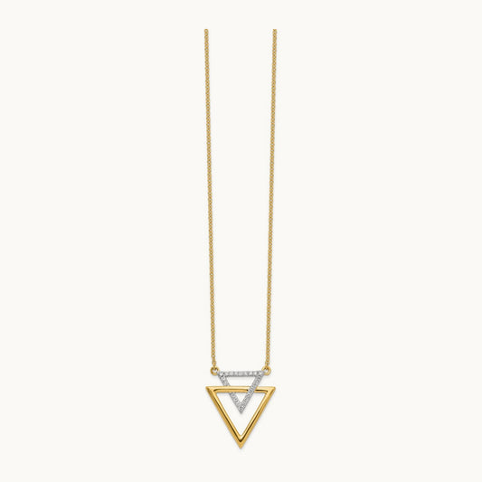 Polished Double Triangle Diamond 18in Necklace, 14K