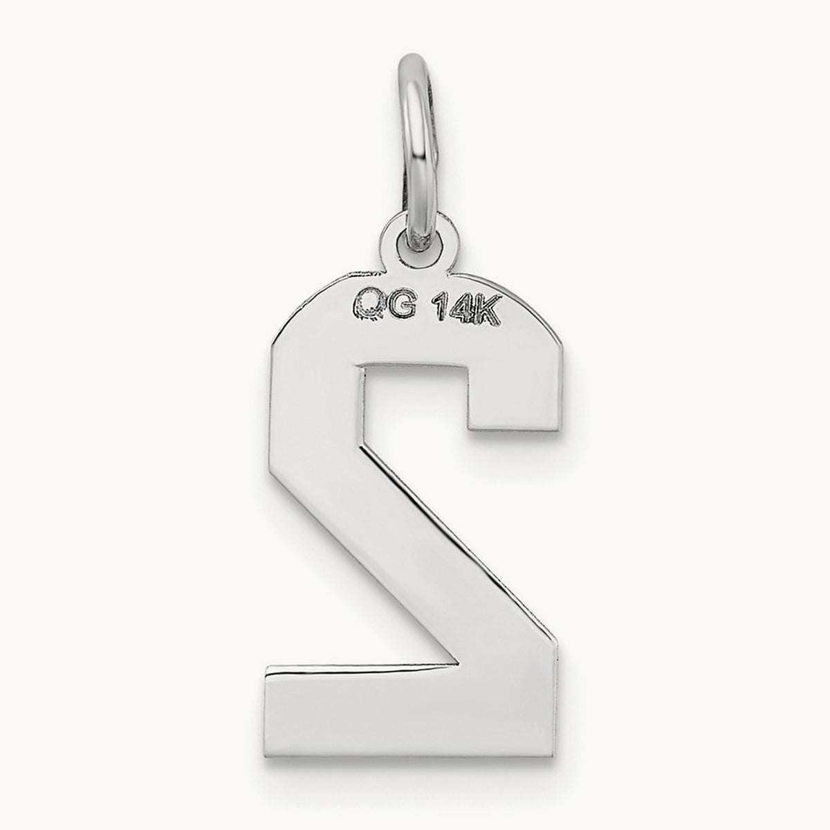 Medium Satin Number 2 Charm — 14K White Gold