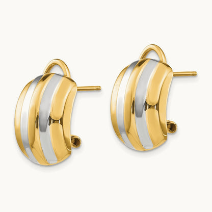 & Ribbed Omega Back Post Earrings — photo set