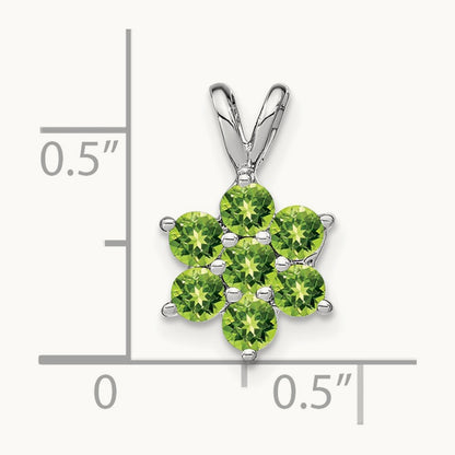 Peridot Floral Pendant, 14K White Gold