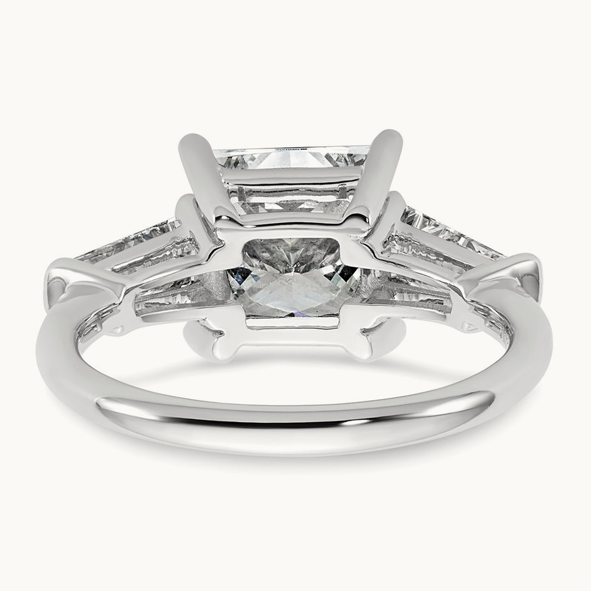 Princess & Baguette Engagement Ring, 1.50-3.75 ct tw Lab-Grown Diamond — 3 1/5 ct, 14K White Gold