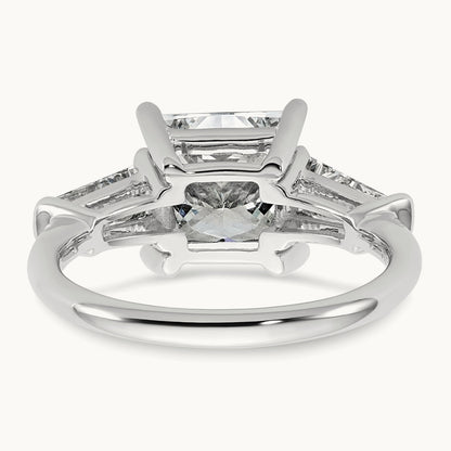 Princess & Baguette Engagement Ring, 1.50-3.75 ct tw Lab-Grown Diamond — 3 1/5 ct, 14K White Gold