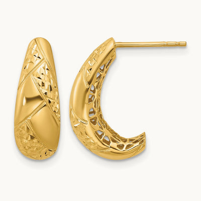 Polished and Diamond-cut J-Hoop Earrings — Leslie's — photo set
