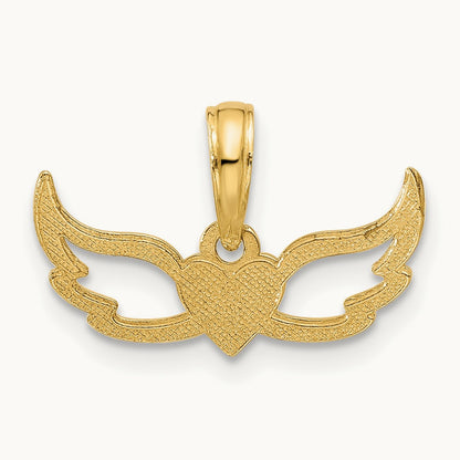 Fancy Heart and Wings Charm, 14K