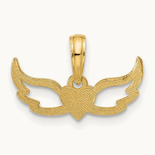 Fancy Heart and Wings Charm, 14K