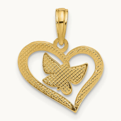 Polished Fancy Heart and Butterfly Charm, 14K