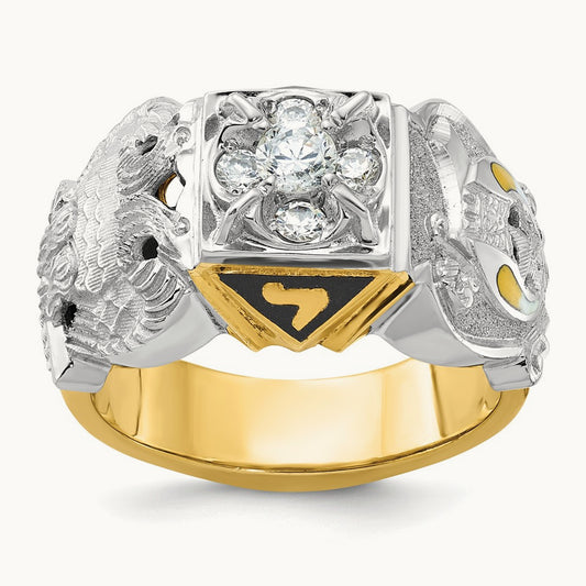 14ktt IBGoodman Men's Enamel & Diamond Eagle Masonic Shriner's Ring