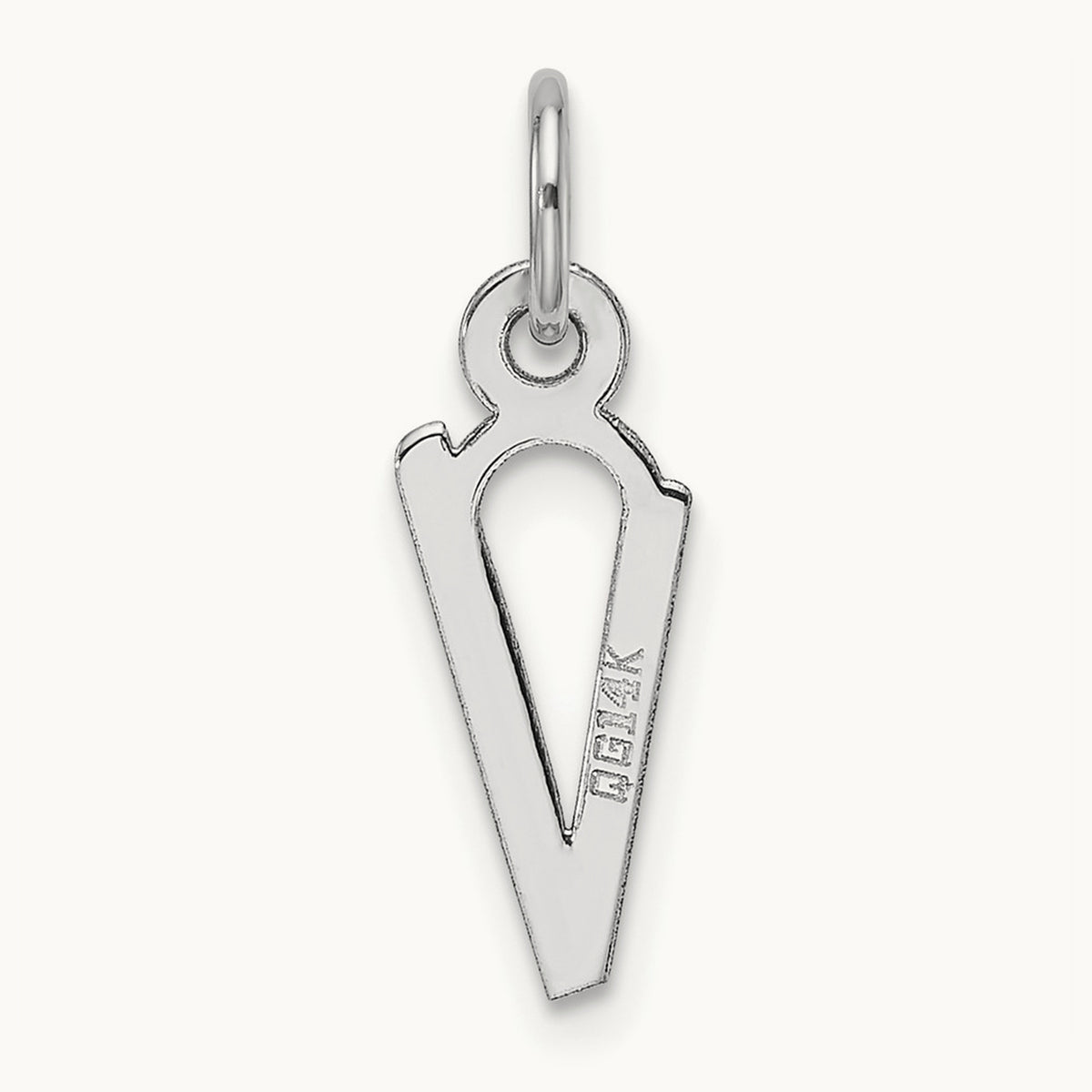Slanted Block Initial Charm — 14K White Gold, V