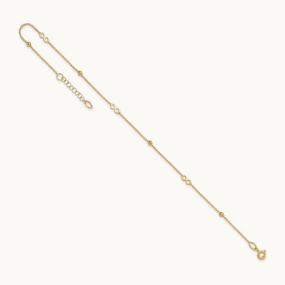 Polished Infinity 9in Plus 1in ext Anklet, 14K