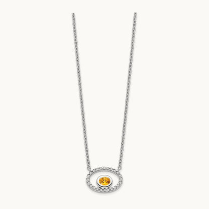 Oval Citrine and Diamond 18in. Necklace, 14K White Gold