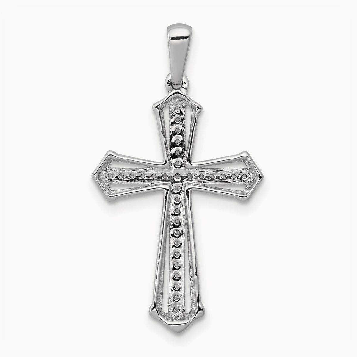 Diamond Passion Cross Pendant — 14K White Gold, 29mm