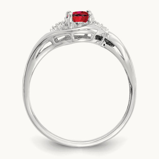 Ruby and Diamond Ring — 14K White Gold