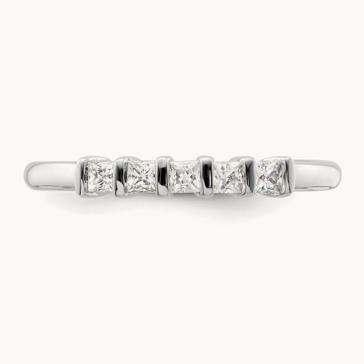 Bar-Set Princess-Cut 5-Stone Band — 1/4 ct, 7