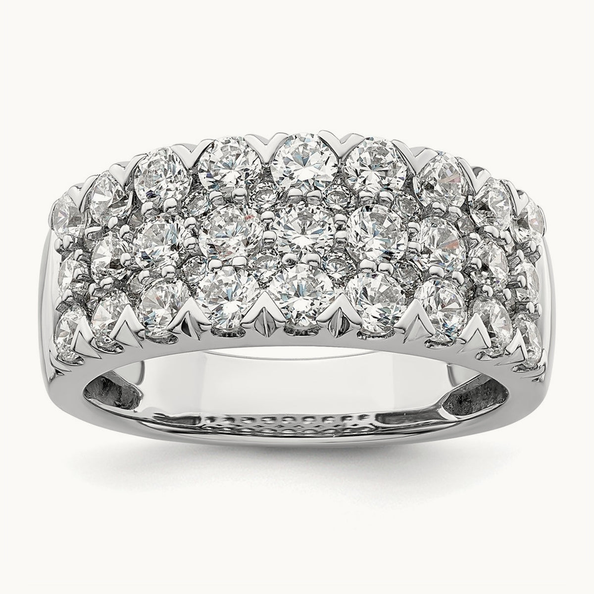 Triple Row Band, 1.50-3.00 ct tw Lab-Grown Diamond — 2 ct, 14K White Gold, 7