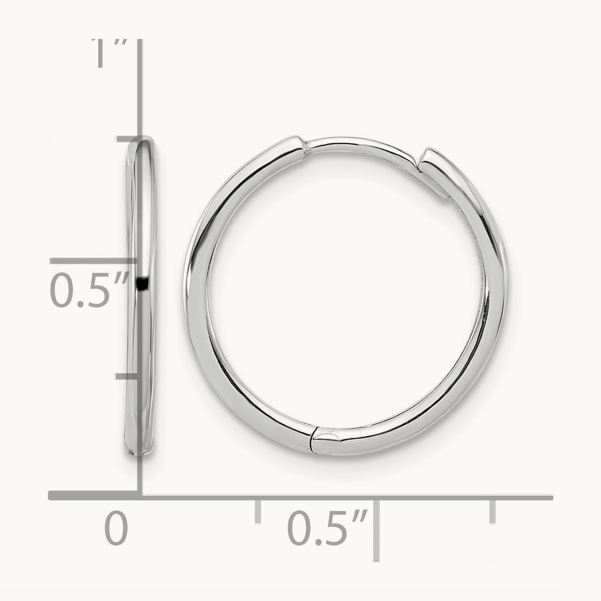 Polished Hinged Hoop Earrings — 14K White Gold