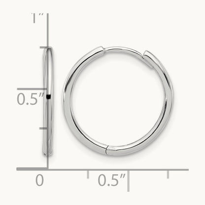 Polished Hinged Hoop Earrings — 14K White Gold