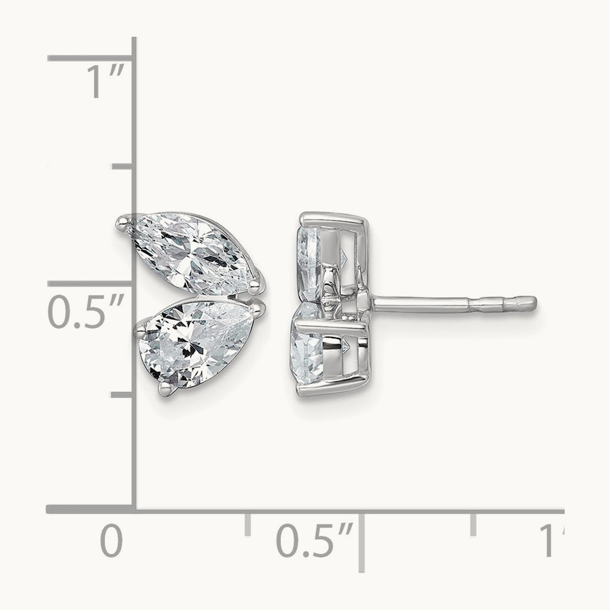 Marquise & Pear 2 Stone Post Earrings, 2.00 ct tw Lab-Grown Diamond