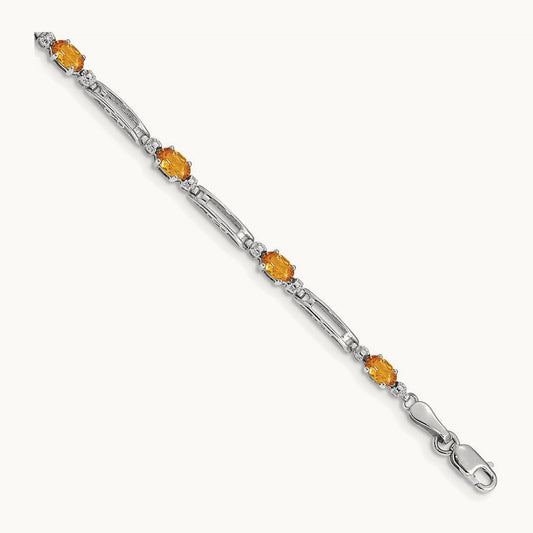 Diamond and Citrine Bracelet — 14K White Gold