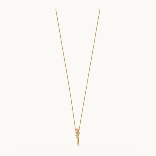 Black Hills Gold Rose Necklace, 0.05 ct tw