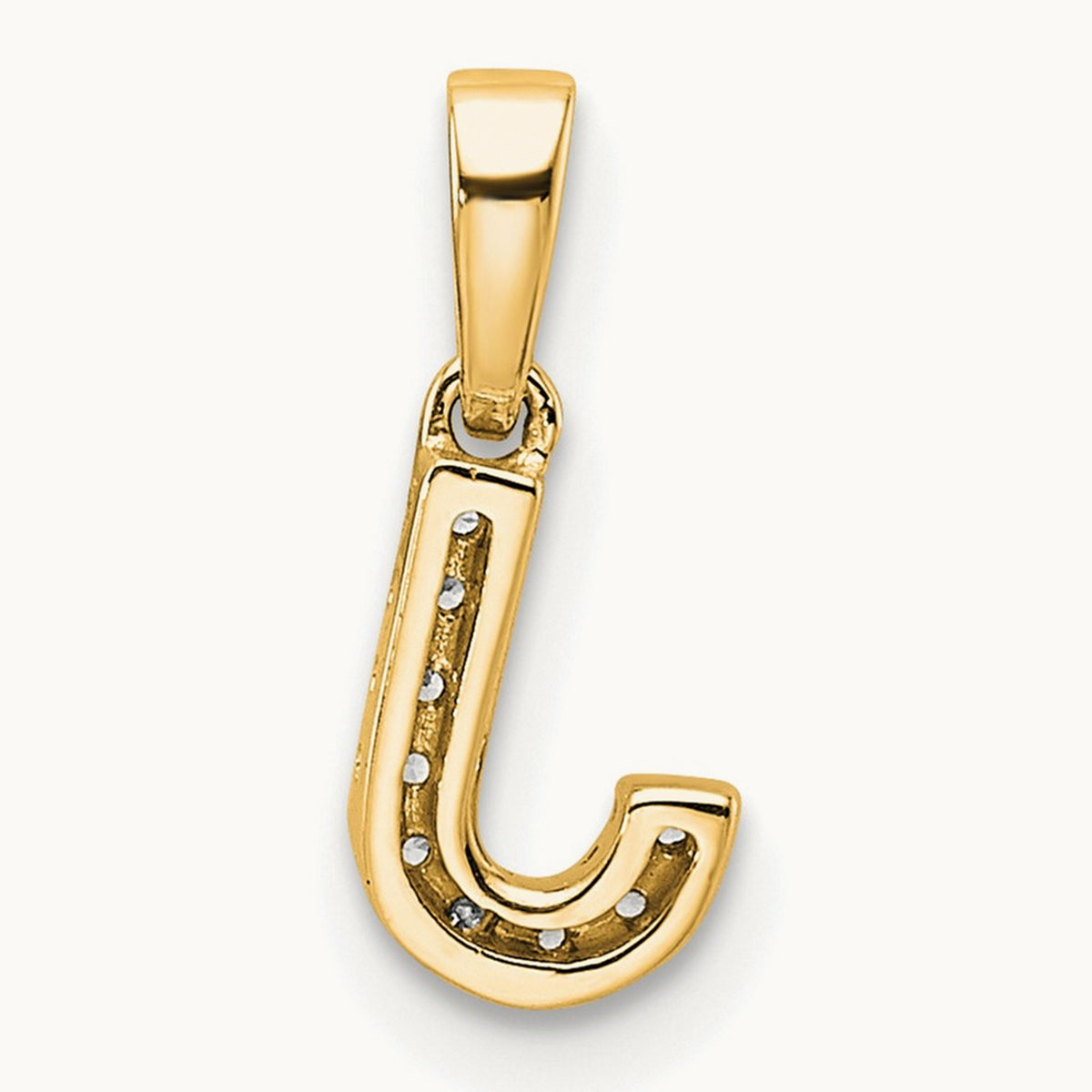 Diamond Initial with Bail Pendant — 14K Yellow Gold, J