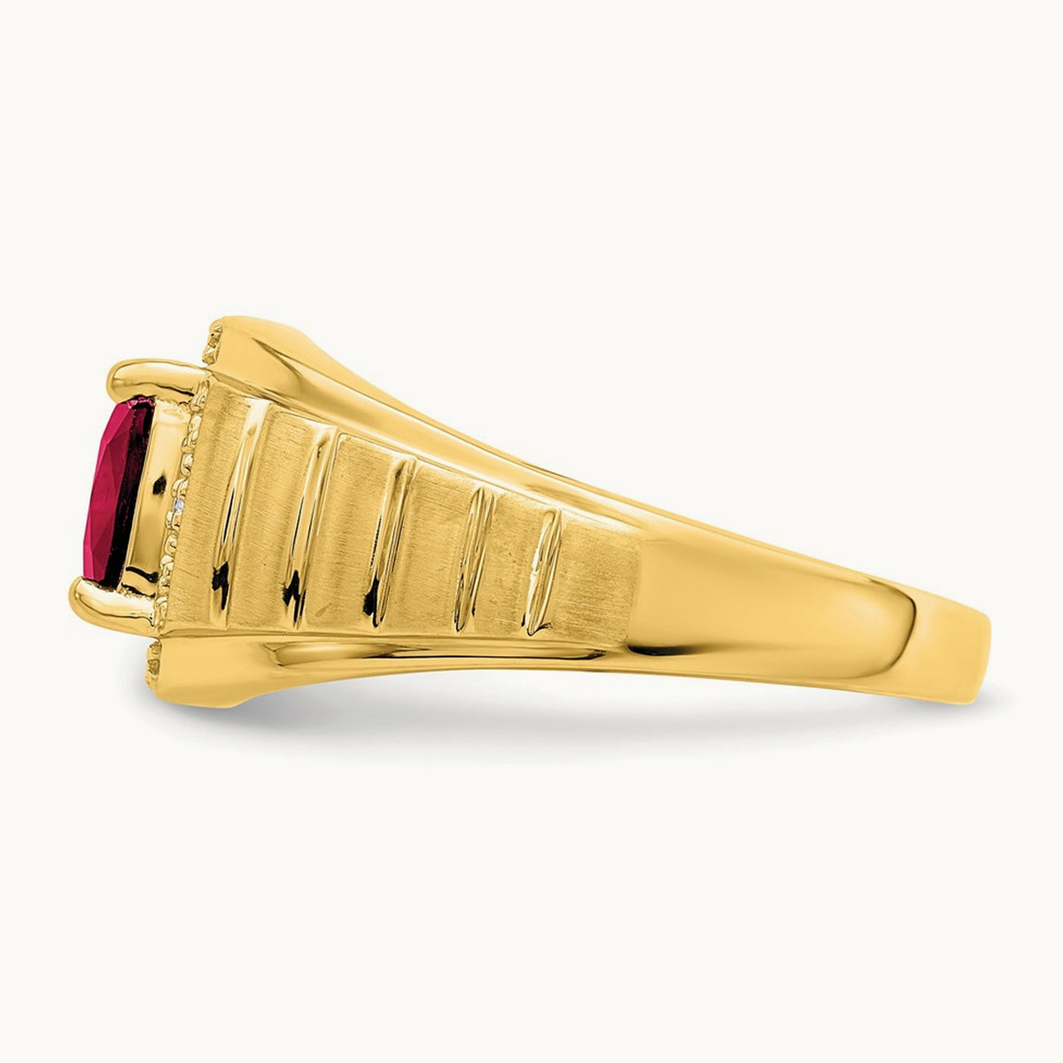 Cushion Created Ruby and Diamond Mens Ring — photo set