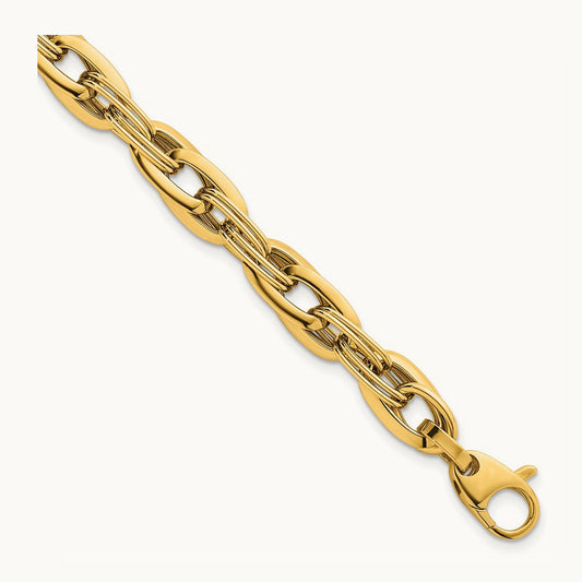 Polished Fancy Link Bracelet, 14K