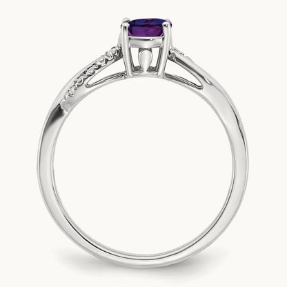Oval Amethyst and Diamond Ring, 14K White Gold
