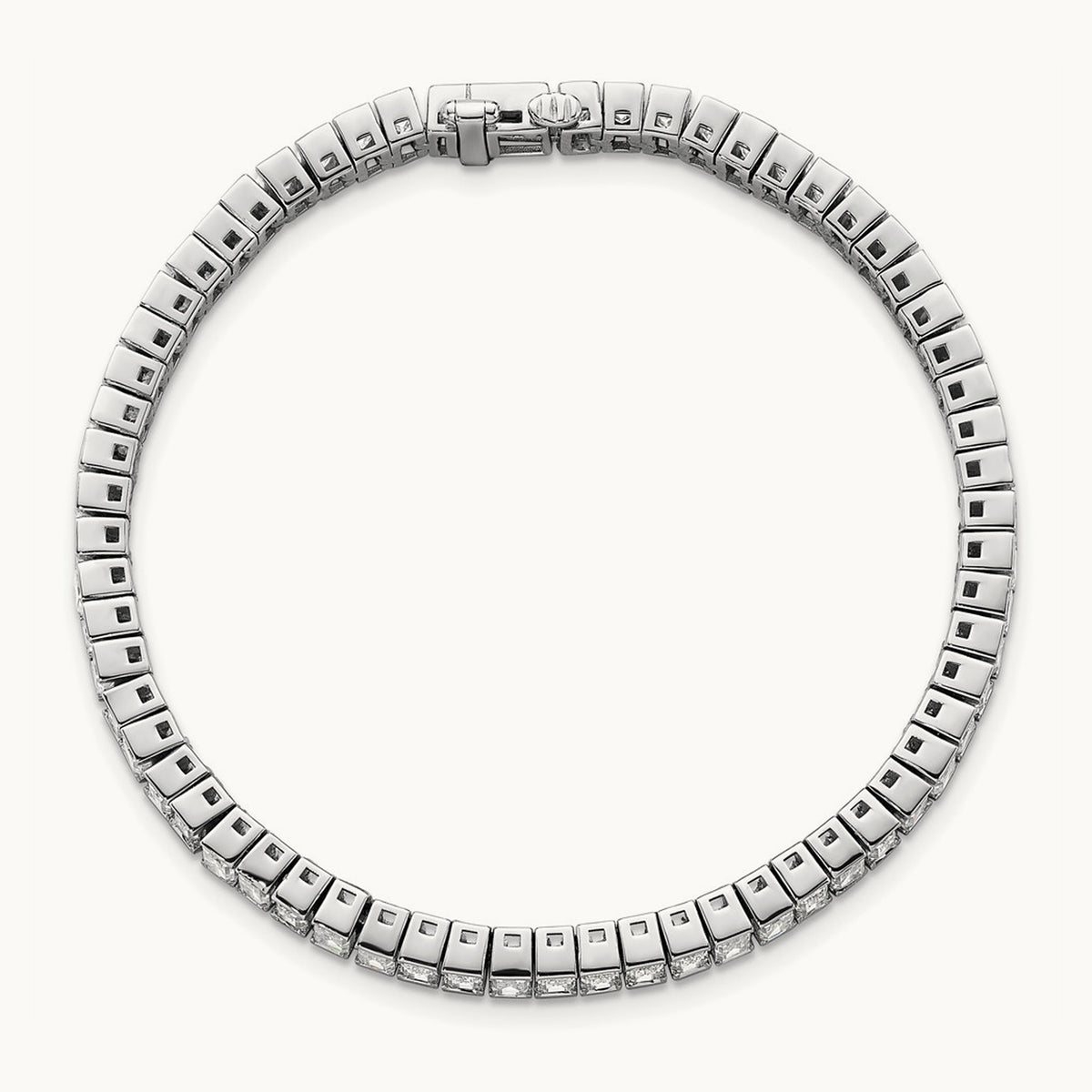 Emerald Bezel Tennis Bracelet — 14K White Gold