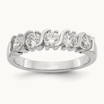 5-Stone Diamond Band, 14K White Gold