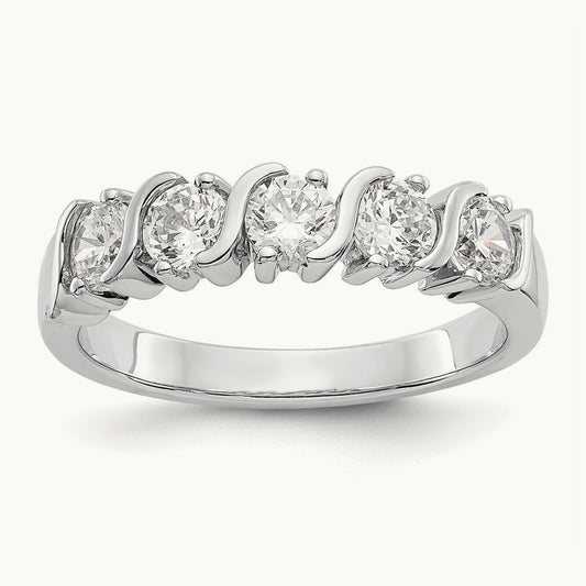 5-Stone Diamond Band, 14K White Gold