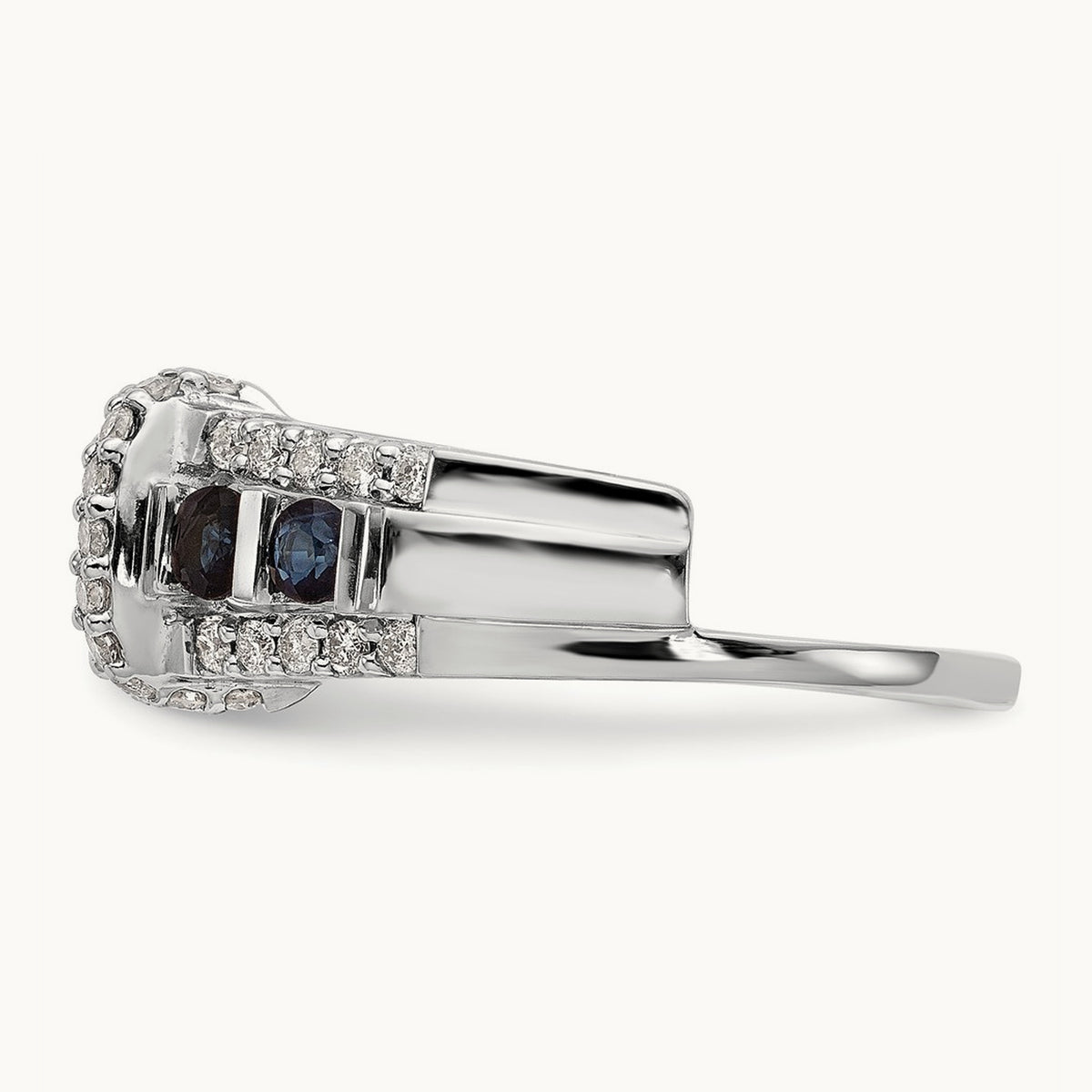Diamond w/Sapphire Wrap, 14K White Gold