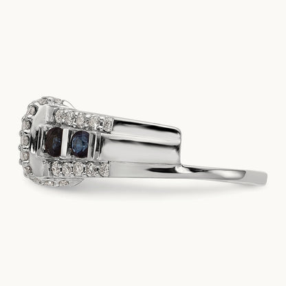 Diamond w/Sapphire Wrap, 14K White Gold