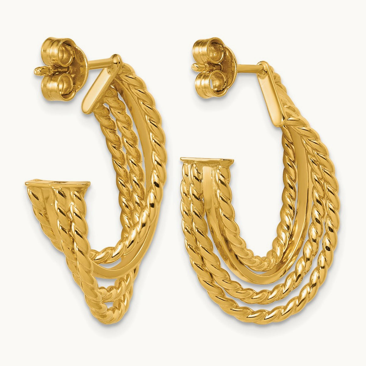 Polished and Twisted 4-row Intertwined Hoop Earrings, 14K — Leslie's